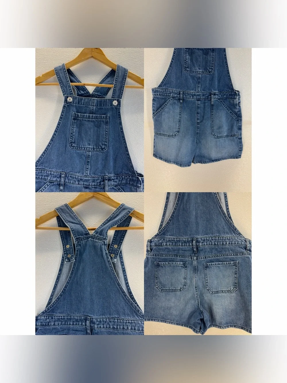 PLACE Girls Denim Short Overalls Size 12 Blue Cotton Bib Shortalls Romper